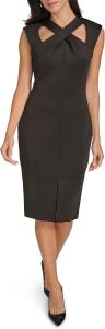 Женское базовое платье-футляр Calvin Klein с перекрещивающимся вырезом, Black