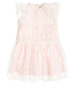 Платье из тюля с вышивкой Stella McCartney Kids, розовый