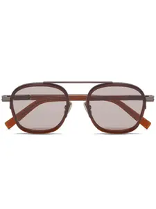 Солнцезащитные очки в овальной оправе с логотипом Zegna, коричневый