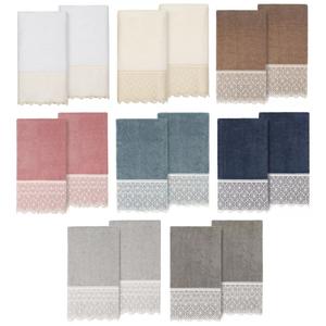 Linum Домашний текстиль, турецкий хлопок, комплект из 2 банных полотенец Arian с кремовым кружевом и украшением, белый