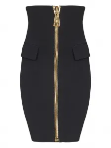 Короткая юбка на молнии с карманами BALMAIN, черный
