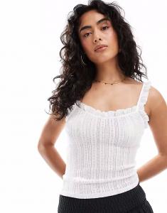 Топ Miss Selfridge с ажурной отделкой и отделкой ришелье кремового цвета