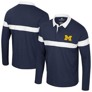 Мужская поло с длинным рукавом Michigan Wolverines navy Colosseum