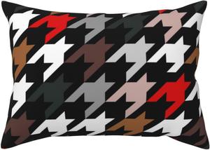 Pevtufa Чехол на подушку в клетку зеленый красный с застежкой конверт Houndstooth Green Red