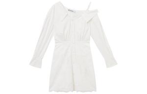 Хлопковое мини-платье с кружевной аппликацией Self-portrait, белый