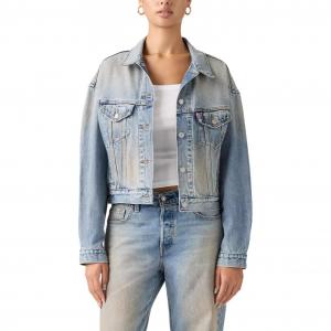 Кропированная косуха в стиле 90-х на пуговицах Levis, trail синий