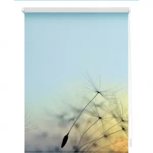 Рулонная штора с боковым тянущим механизмом Rollo Klemmfix, без сверления, затемнение, одуванчик - синий затемняющая | энергосберегающая, свободно свисающая Lichtblick Original, синий/белый