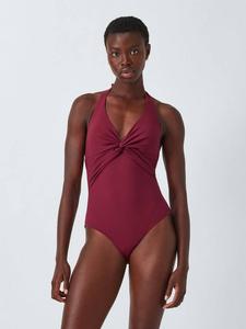 Купальник Hamptons с перекрученным лифом John Lewis, Dark Red