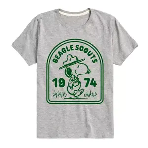 Футболка для мальчиков 8-20 лет с принтом бойскаутского значка Peanuts и Бигля Licensed Character, серый