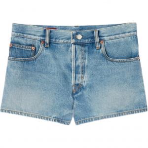 Каменные джинсовые шорты GUCCI, светло-голубой