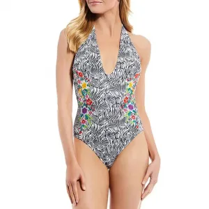 Женский весенний комбинезон с вышивкой и принтом "зебра" Johnny Was