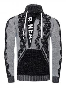 Rusty Neal Пуловер с застежкой-молнией до середины груди, контрастного дизайна, черного цвета