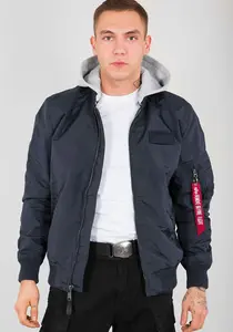 Куртка-бомбер Alpha Industries "MA-1 TT HOOD", с капюшоном, синий