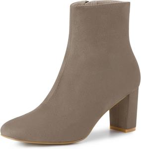 Женские ботильоны Allegra K с боковой молнией и массивным каблуком, Taupe