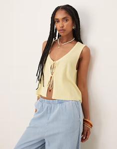 Топ JDY с завязками спереди, молочно-желтый