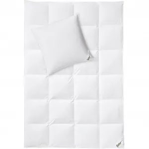 Пуховое одеяло fjödur + подушка «Fleur», (экономный комплект), Комплект состоит из 1 подушки и 1 пухового одеяла, белый