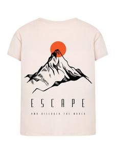 Женская футболка Box Tee Escape Discover the World Mountain розового цвета F4NT4STIC