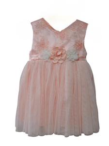 Платье для девочки с цветочной вышивкой персикового цвета Popatu