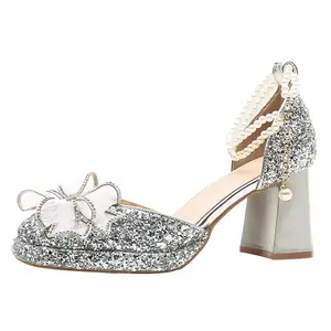 GOSO Женские туфли на платформе с массивным каблуком серебристые, цвет Silver