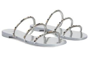 Темные Женские Сандалии с Красочными Кристаллами Giuseppe Zanotti Серебро