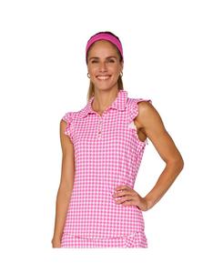 Топ G Lifestyle с оборками на рукавах G Lifestyle Clothing, Pink houndstooth