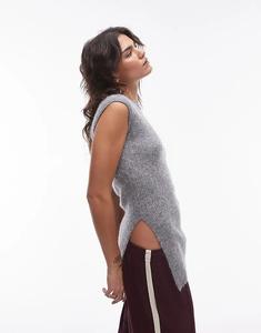 ARKET удлиненная трикотажная майка из смеси шерсти альпаки серого цвета