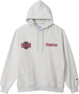 Мужская толстовка Champion с длинными рукавами, флисовой подкладкой, из хлопка, свободного кроя, с капюшоном, резиновым и флоковым принтом, модель Action Style, C3-A108, меланжевый серый