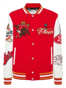 Бомбер с нашивками Philipp Plein, красный