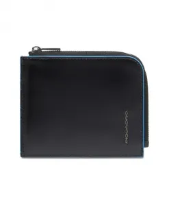 Мужской кожаный кошелек/портмоне с отделением для монет, с защитой от RFID-сканирования. Piquadro, черный