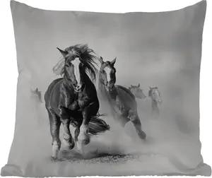 Подушка для улицы - Лошади - Животные - Иллюстрация - 40x40 см - Водонепроницаемая - Подушка для отдыха - Подушка - Внутренняя часть - Обивка с изображением MuchoWow