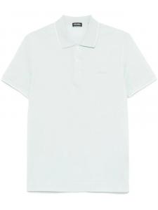 Zegna рубашка поло с вышитым логотипом, синий