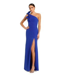 Женское облегающее платье из крепа на одно плечо с бантом Mac Duggal, Royal blue
