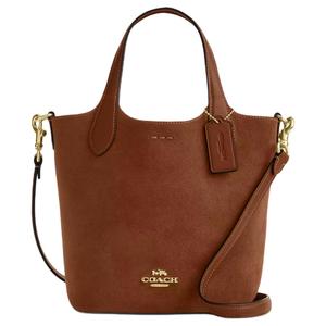 COACH Сумка через плечо из замши, кроссбоди, женская сумка-труба коричневого цвета