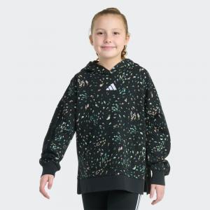 Толстовка Adidas Long Sleeve Hooded Printed Slit Fleece Pullover, черный