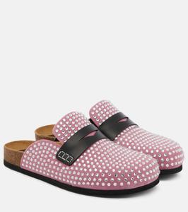 Замшевые тапочки, украшенные кристаллами JW Anderson, розовый