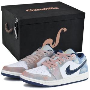 Jordan Винтажные баскетбольные кроссовки Air 1 мужские низкие синие/розовые непарные подарочная коробка 04, цвет Mismatched-Gift Box 04