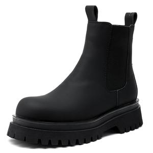 WEISHIBANGWEI Короткие мужские ботинки челси на среднем каблуке, черные