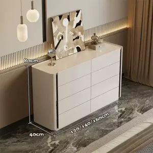 Yu Senyi Комод 120 см для спальни из массива дерева, 8 ящиков, в стиле минимализм, цвет теплый белый