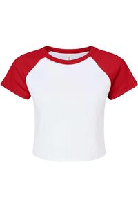 Женская футболка реглан с микро-рубчиком BELLA + CANVAS для малышей, белый/красный