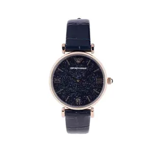 EMPORIO ARMANI Часы Gypsophila Collection, кварцевый механизм, кожаный ремешок, синий циферблат, женские