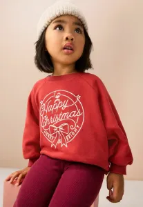Толстовка с круглым вырезом стандартного кроя Next, Burgundy Red Happy Christmas