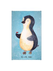 Mr. & Mrs. Panda Полотенце с изображением пингвина и божьей коровки, без надписи, ледяного синего цвета