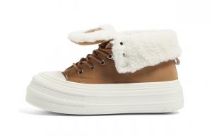 Термостелька для увеличения роста Flap Suede Shoe, легкие кроссовки Mid top для скейтбординга, женские HUANQIU, camel