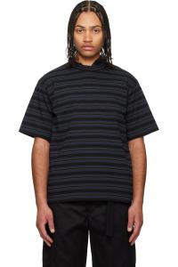 Футболка в синюю горизонтальную полоску Sacai, черный/темно-синий