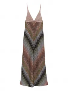 Макси-платье с V-образным вырезом и узором "елочка" Missoni, коричневый