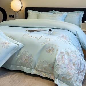 FUANNA Комплект постельного белья, 200x230 см, цвет Huayun-Cha Green, вышивка