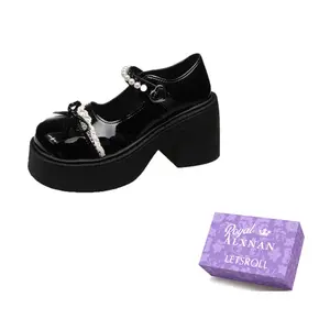 Alxnan Туфли Мэри Джейн на платформе черные, цвет Black