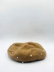 Оранжевый берет с искусственным жемчугом SVNX, оранжевый