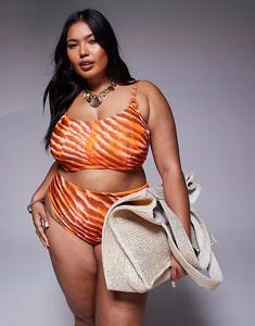 Бикини-топ Curve Charlie со скрытыми косточками ASOS DESIGN с оранжевым анималистичным принтом ASOS Curve