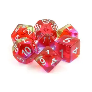 Набор Poly — Цветок граната с серебром (7), Dice Sets - Resin/Acrylic - Rainbow & Multi-Colored (Foam Brain Games)